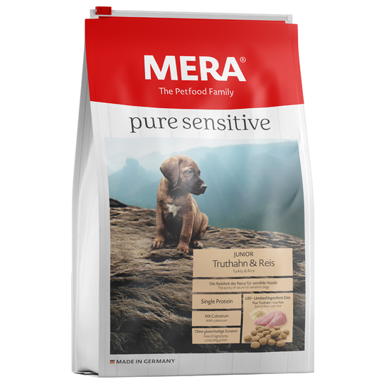 12,5 kg MERA pure sensitive -koiranruoka erikoishintaan! - Junior Turkey & Rice