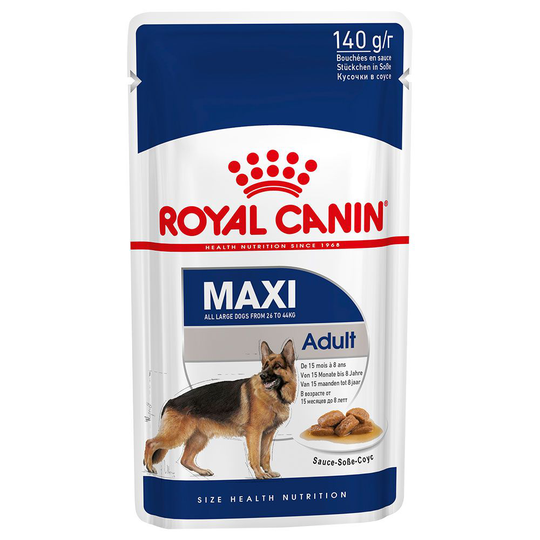 10 x 140 g / 12 x 85 g kaupan päälle! 40 x 140 g / 48 x 85 g Royal Canin Size kastikkeessa - Maxi Adult (40 x 140 g)