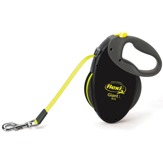 flexi Giant L - 8m hihna - musta/neon