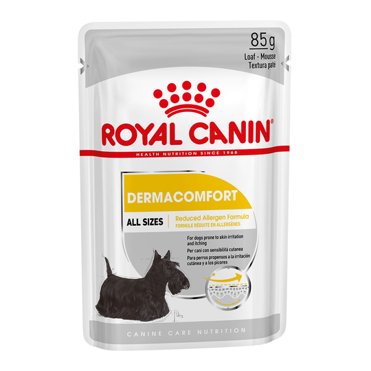 48 x 85 g Royal Canin -märkäruoka: 36 + 12 kaupan päälle! - Dermacomfort (48 x 85 g)