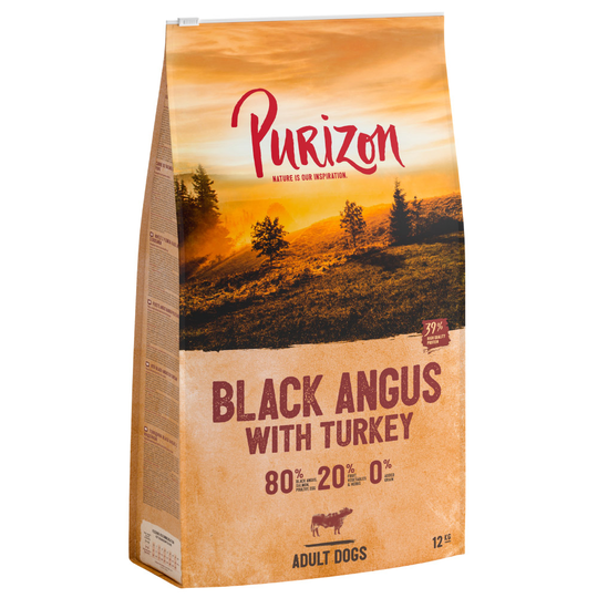 Purizon-säästöpakkaus 2 x 12 kg - Black-Angus-Beef & Turkey Adult