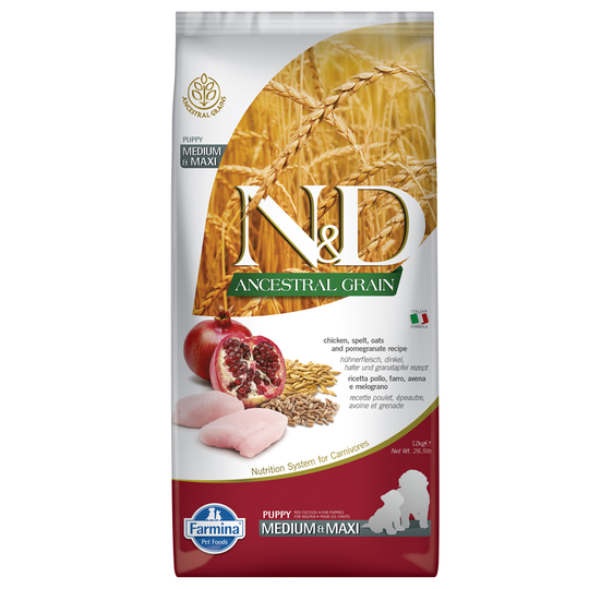 Farmina N&D Ancestral Grain Puppy Medium & Maxi Chicken & Pomegranate - 12 kg