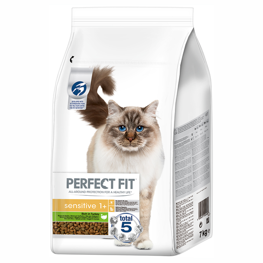 6 kg / 7 kg Perfect Fit -kissanruokaa erikoishintaan! - Sensitive 1+: Rich in Turkey (7 kg)