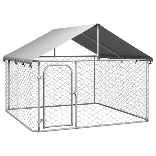vidaXL Koiran ulkohäkki katoksella 200x200x150 cm