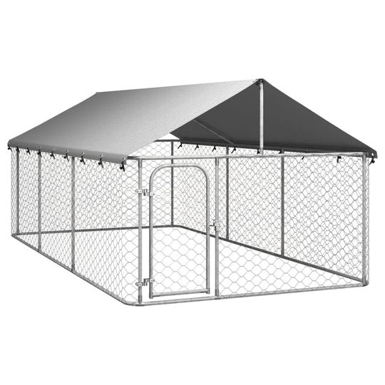 vidaXL Koiran ulkohäkki katoksella 400x200x150 cm