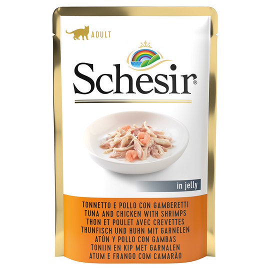 Schesir Jelly Pouch 6 x 85 g - tonnikala, kana & katkarapu