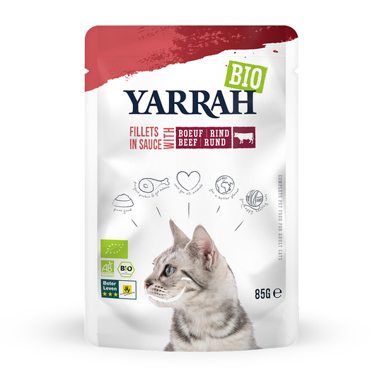 12 + 2 kaupan päälle! 14 x 85 g Yarrah Bio Fillets in Sauce - nauta