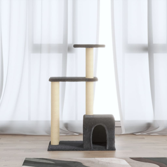 vidaXL Kissan kiipeilypuu sisal- raapimispylväillä tummanharmaa 71 cm