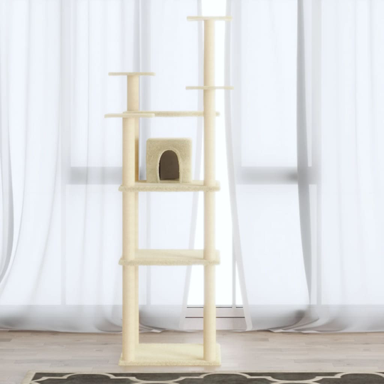 vidaXL Kissan kiipeilypuu sisal- raapimispylväillä kerma 171 cm