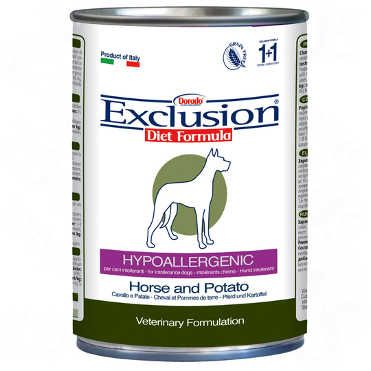 Exclusion Diet -lajitelma 12 x 400 g, monta makua - Horse, Venison + Rabbit