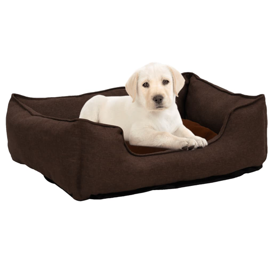 vidaXL Koiran peti ruskea 110,5x80,5x26 cm pellavatyyli fleece