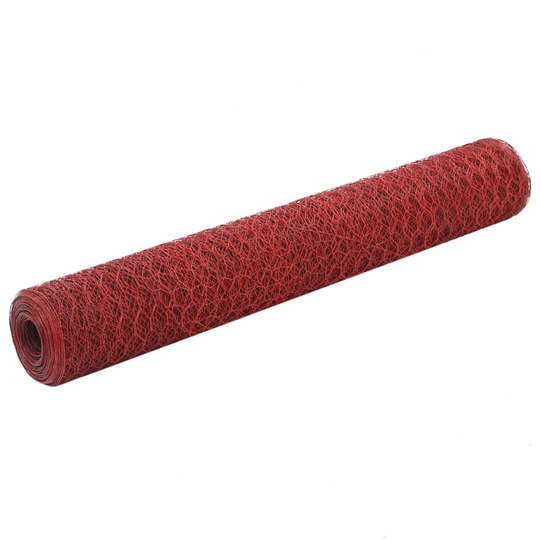 vidaXL Kanaverkko teräs PVC pinnoitteella 25x1 m punainen