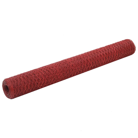 vidaXL Kanaverkko teräs PVC pinnoitteella 25x1,2 m punainen