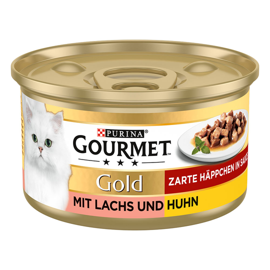 24 + 12 kaupan päälle! 36 x 85 g Gourmet Gold -kissanruokaa - Tender Chunks - lohi & kana