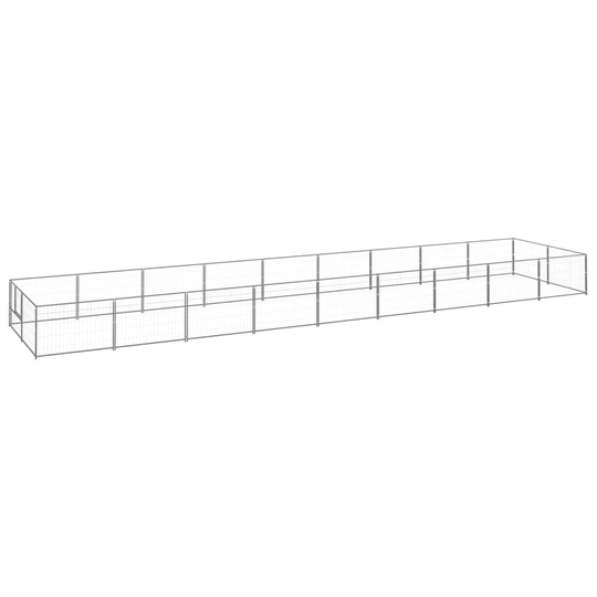 vidaXL Koiranhäkki hopea 18 m² teräs