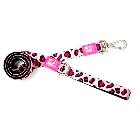 Max & Molly Leopard Pink lyhyt hihna - koko XS: pituus 120 cm, leveys 10 mm