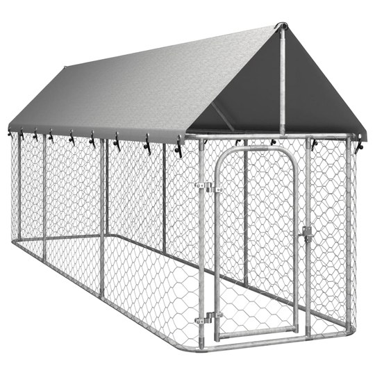 vidaXL Koiran ulkohäkki katoksella 400x100x150 cm
