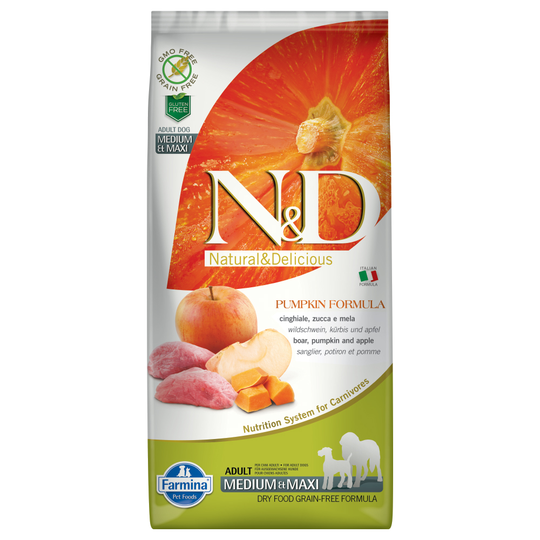 Farmina N&D Pumpkin Grain Free Wild Boar & Apple Adult Medium & Maxi - 12 kg