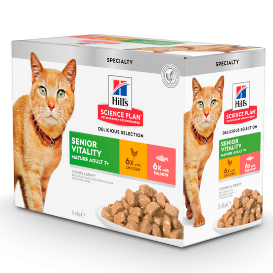 Hill's Science Plan Feline Mature Adult 7+ Senior Vitality - 24 x 85 g (kana & lohi)