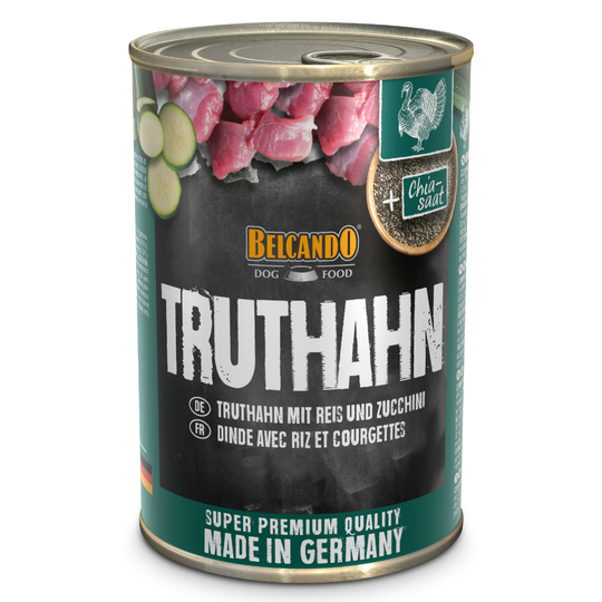 Belcando Super Premium 24 x 400 g -säästöpakkaus - kalkkunaa riisillä ja kesäkurpitsalla