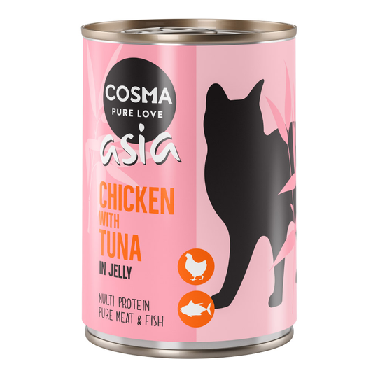 Cosma Asia hyytelössä -säästöpakkaus 12 x 400 g - kana & tonnikala