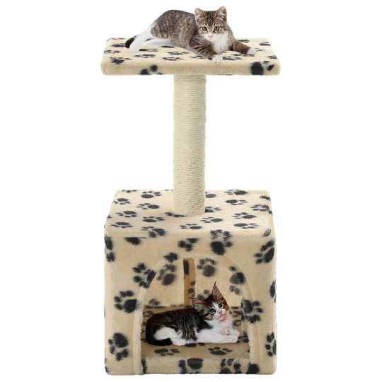 vidaXL Kissan kiipeilypuu sisal-pylväällä 55 cm tassunjäljet beige