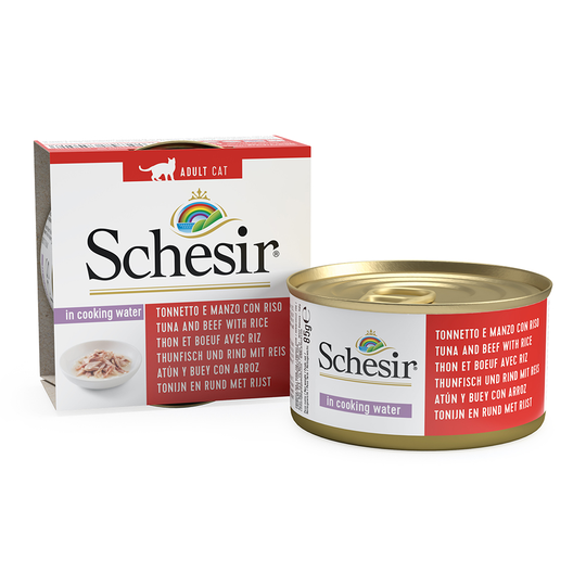 Schesir Natural with Rice 6 x 85 g - tonnikala, naudanfile & riisi
