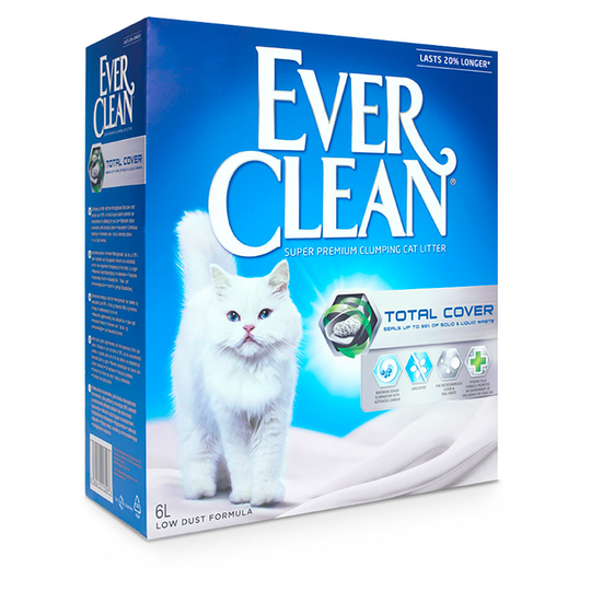Ever Clean® Total Cover -kissanhiekka, paakkuuntuva - hajustamaton - 6 l