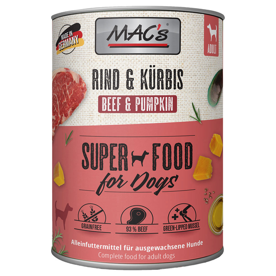 MAC's Adult -säästöpakkaus 24 x 800 g - nauta & kurpitsa