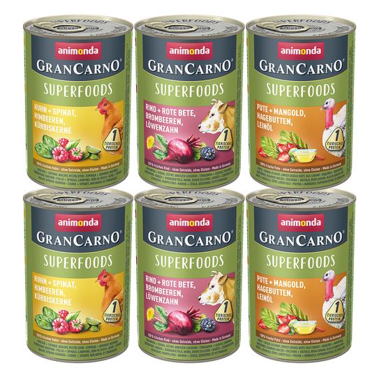 Animonda GranCarno Adult Superfoods -lajitelma - 6 x 400 g