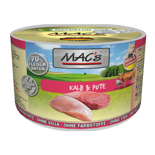MAC´s Cat -kissanruoka 6 x 200 g - vasikka & kalkkuna