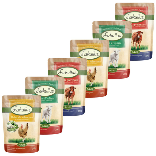 Lukullus Pouches -tuorepussit 6 x 300 g erikoishintaan! - Mix, Mediterranean