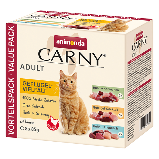 Animonda Carny Pouch Multipack 8 x 85 g - siipikarjalajitelma 8 x 85 g (3 makua)