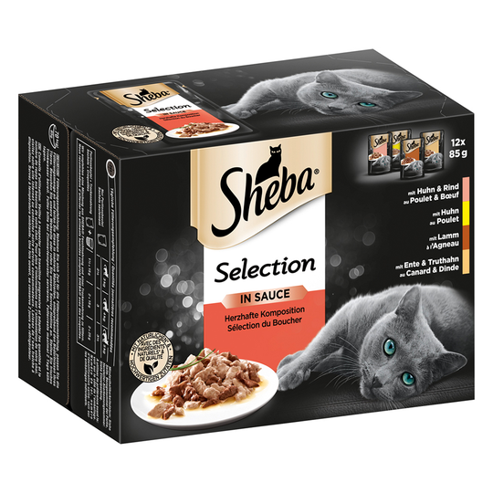 Sheba Pouches -säästöpakkaus 24 x 85 g - Selection in Sauce, keittiömestarin duo