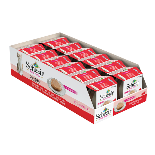 Schesir Petit Delice in Mousse 12 x 40 g - tonnikala ja naudanliha