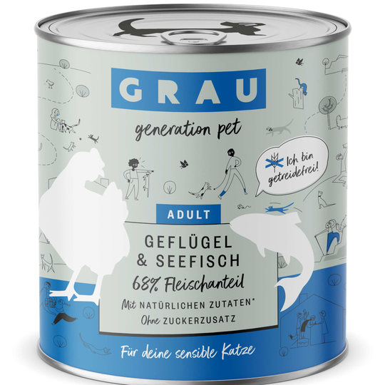 Grau Adult, viljaton 6 x 800 g - siipikarja & merikala