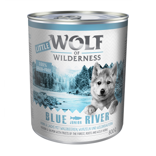 Little Wolf of Wilderness 6 x 800 g - Blue River Junior - kana & lohi