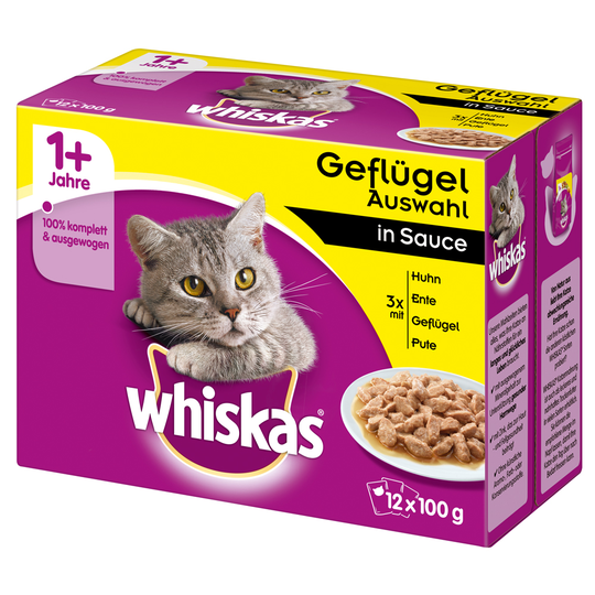 10 + 2 kaupan päälle! 12 x 100 g Whiskas pouches - 1+ siipikarjavalikoima kastikkeessa