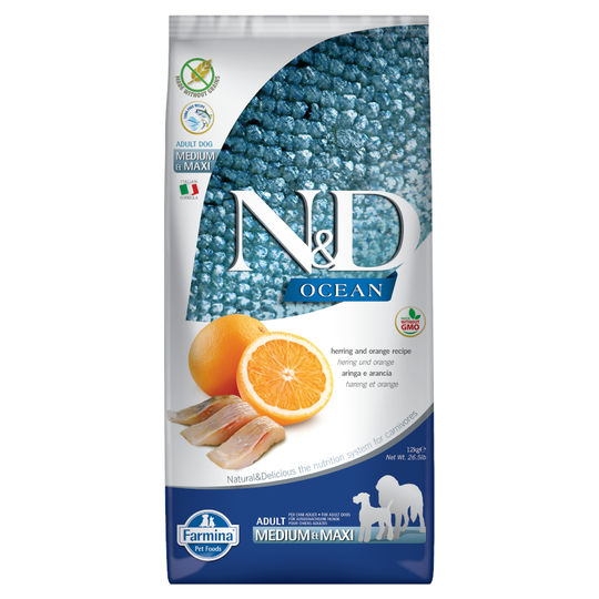 Farmina N&D Ocean Grain Free Herring & Orange Adult Medium & Maxi - 12 kg
