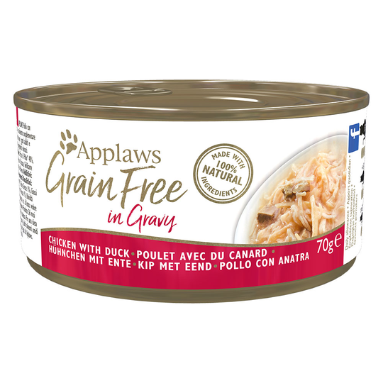 Applaws Grainfree in Gravy 6 x 70 g - kana & ankka