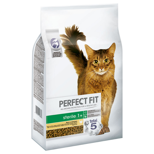6 kg / 7 kg Perfect Fit -kissanruokaa erikoishintaan! - Sterile 1+: Rich in Chicken (7 kg)