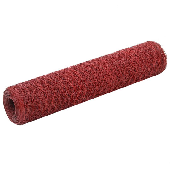 vidaXL Kanaverkko teräs PVC pinnoitteella 25x0,75 m punainen