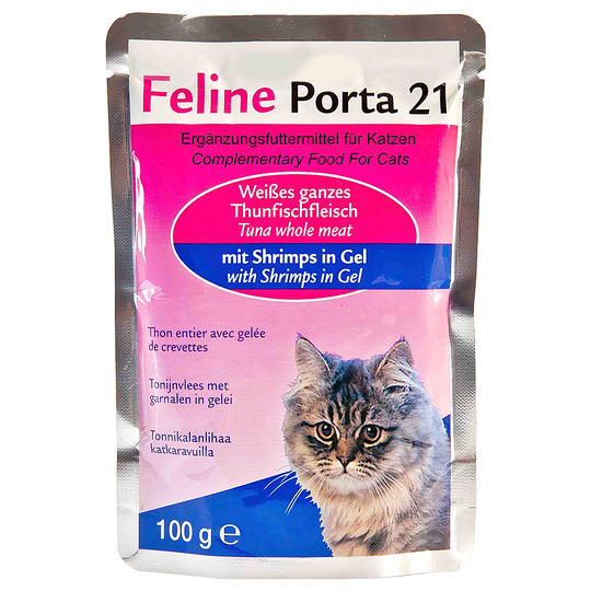 Feline Porta 21 -tuorepussit 6 x 100 g - tonnikala & katkarapu