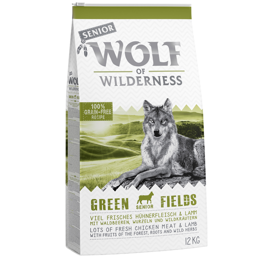 Vaihtoehtoisesti: Wolf of Wilderness Senior "Green Fields" - lammas - 12 kg