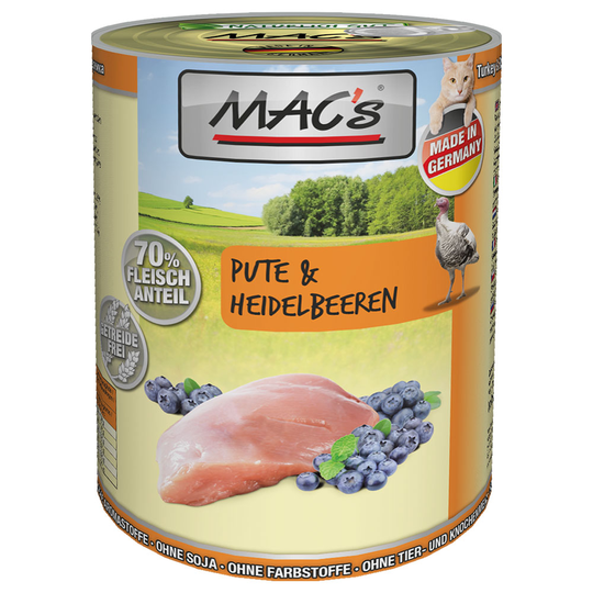 MAC´s Cat -kissanruoka 6 x 400 g - kalkkuna & mustikka