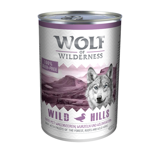 Wolf of Wilderness -säästöpakkaus 24 x 400 g erikoishintaan! - Wild Hills - ankka