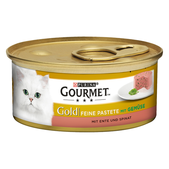 24 + 12 kaupan päälle! 36 x 85 g Gourmet Gold -kissanruokaa - Fine Paté - ankka & pinaatti